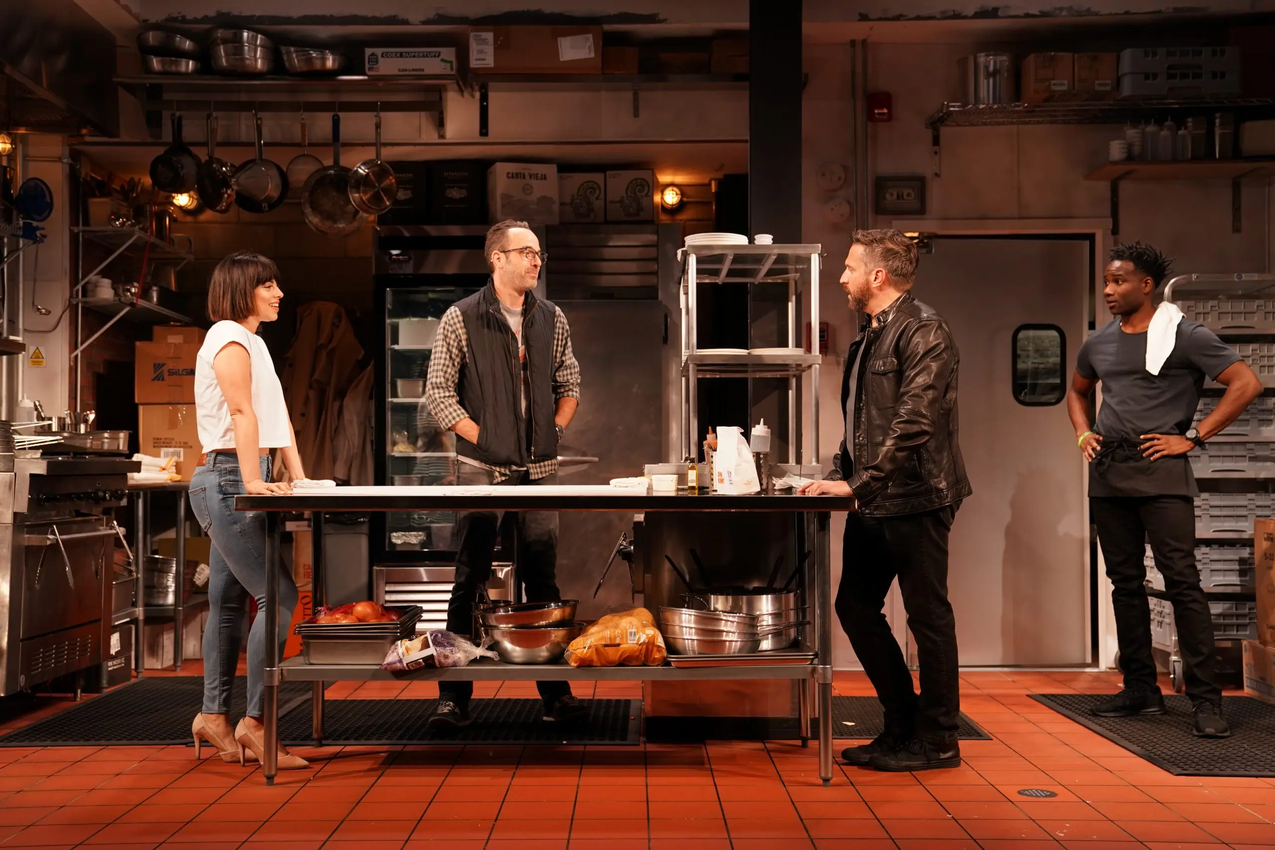 Krysta Rodriguez,  David Mason, Raul Esparza and Tre Davis in Seared at MCC